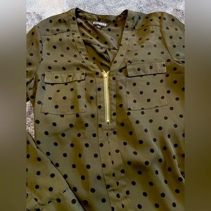 Express Zip Work Blouse Top